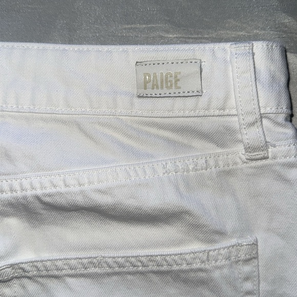 Aideen White Button-Front Denim Mini Skirt Stretch Cotton Blend Raw Hem Sz 10 - Picture 8 of 14